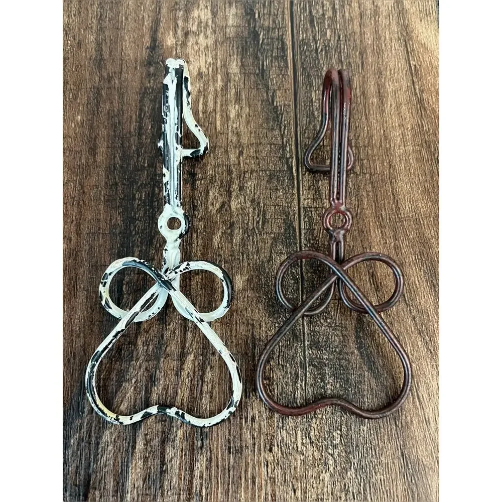 Shabby Chic Heart Wall Hooks Holders Chippy Country Wall Decor Small White Brown
